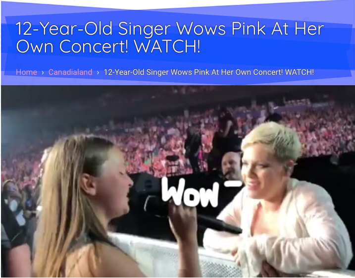 12-Year-Old Singer Wows Pink At Her Own Concert! WATCH!